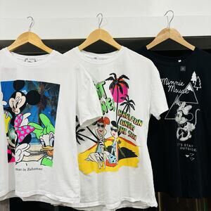 Lot of 3 Graphic T Shirts Disney Zara Uniqlo Mickey Mouse Minnie Flintstones